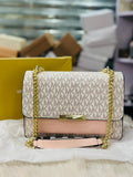 Michael Kors Leather Crossbody Bag in White &amp; Pink