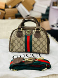 Gucci Ophidia Mini Top Handle Bag in Dark Brown