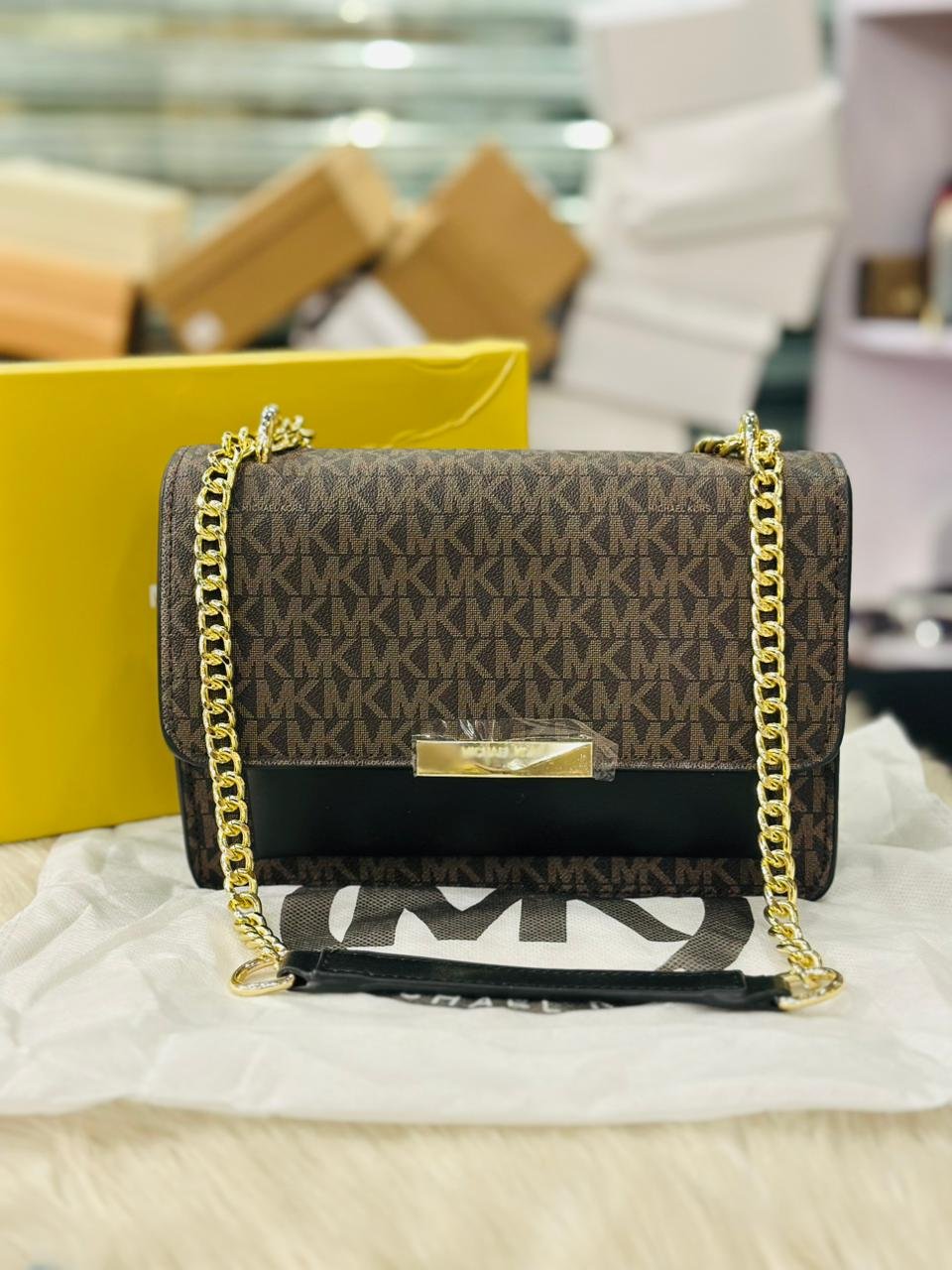 Michael Kors Leather Crossbody Bag in Brown &amp; Black