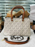 Michael Kors Laila Small Logo Satchel in Vanilla