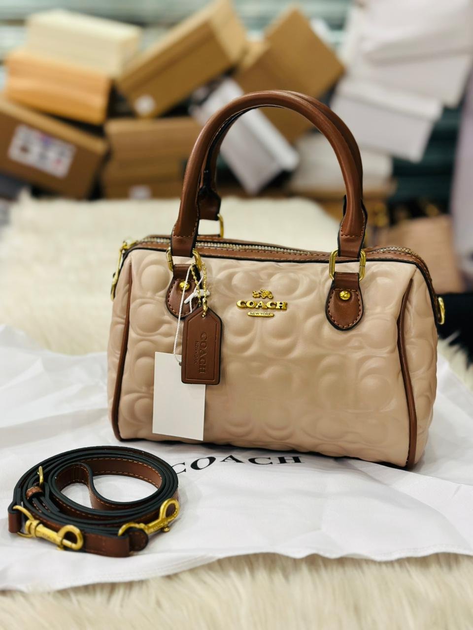 Coach Mini Rowan Crossbody Bag in Coffee Leather