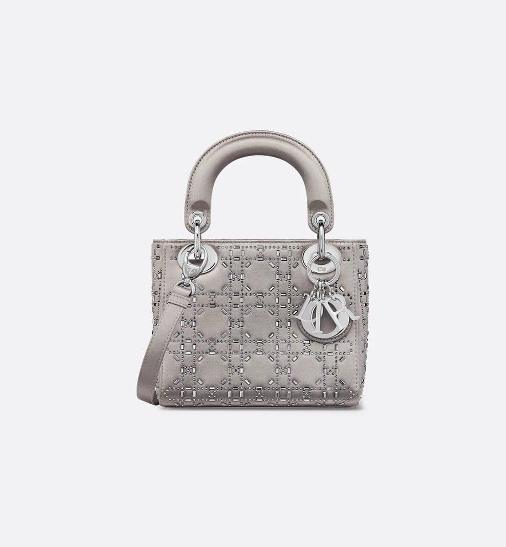 Mini Lady Dior Bag in Grey Satin