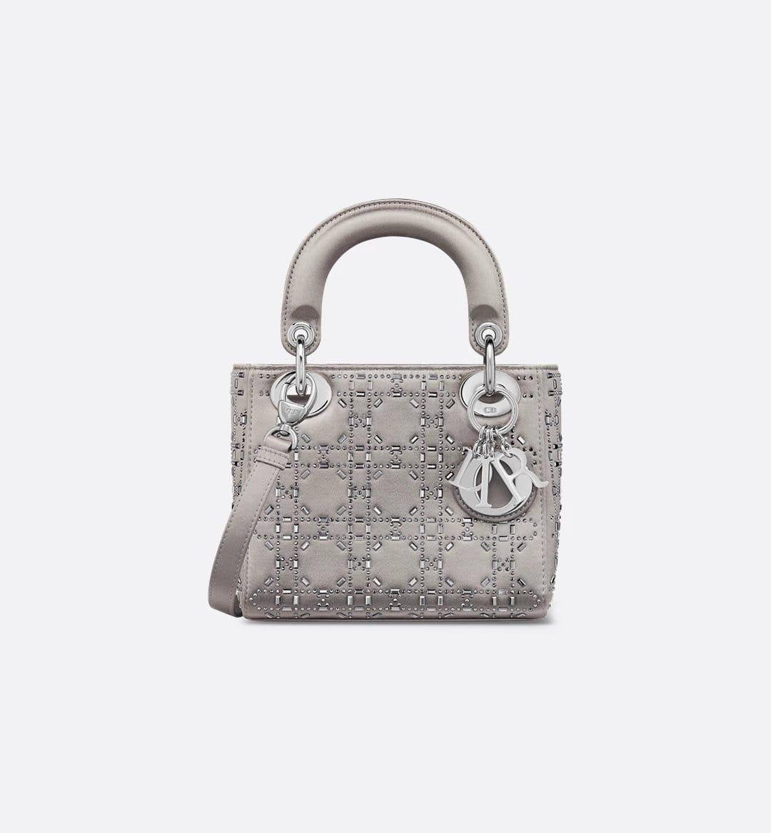 Mini Lady Dior Bag in Grey Satin