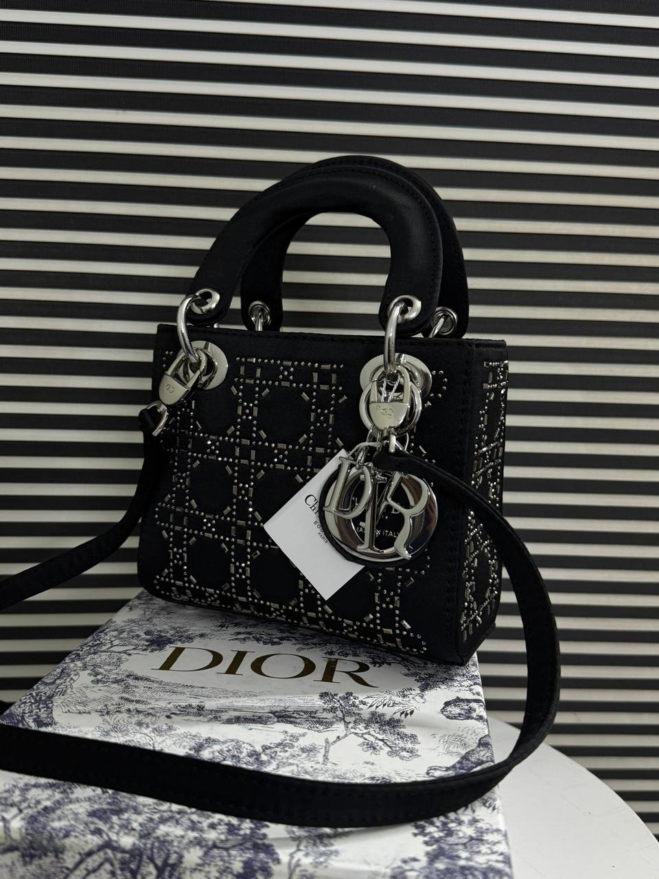 Mini Lady Dior Bag in Black Satin
