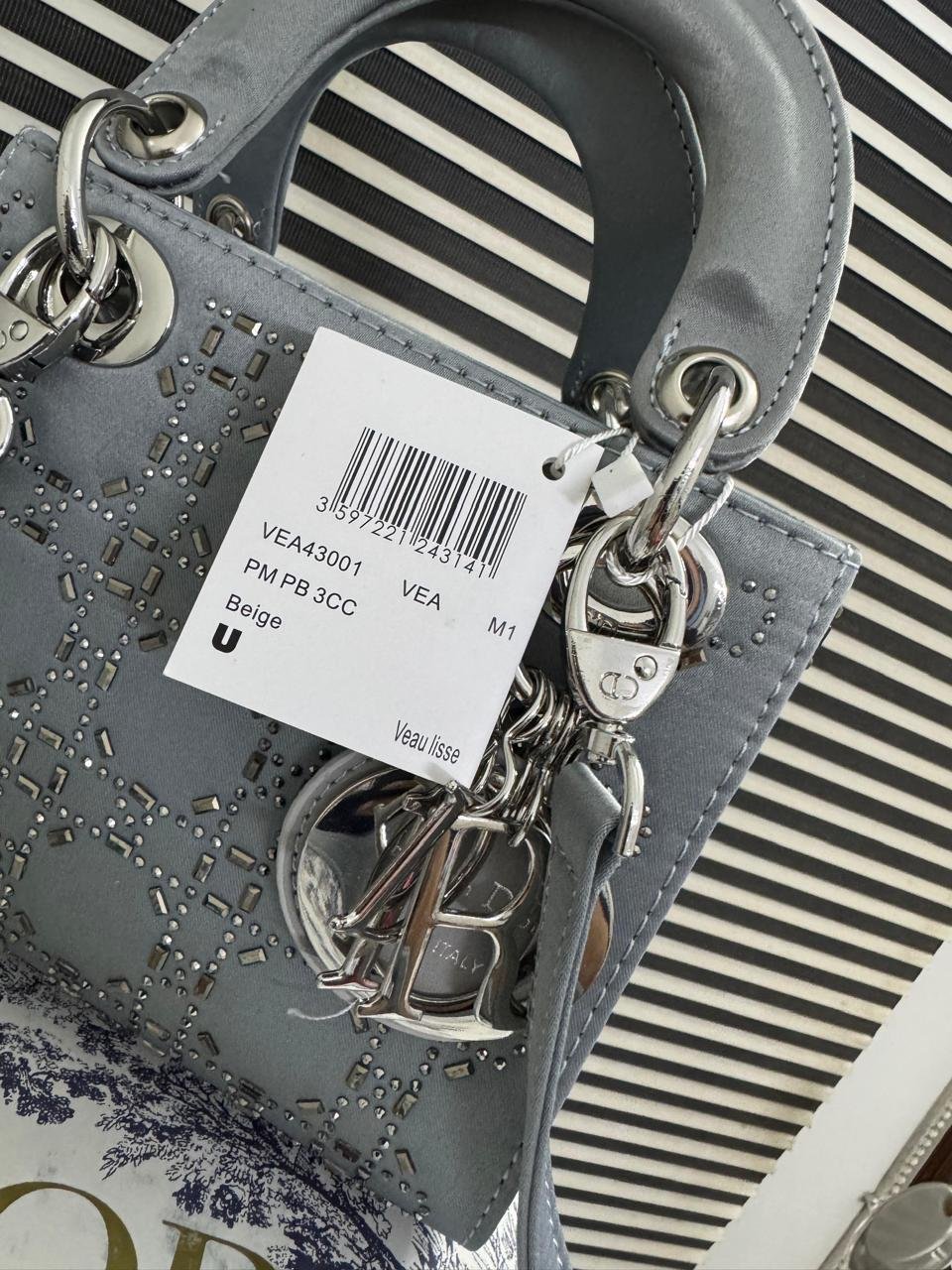 Mini Lady Dior Bag in Grey Satin