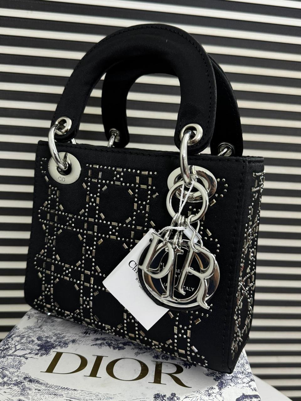Mini Lady Dior Bag in Black Satin