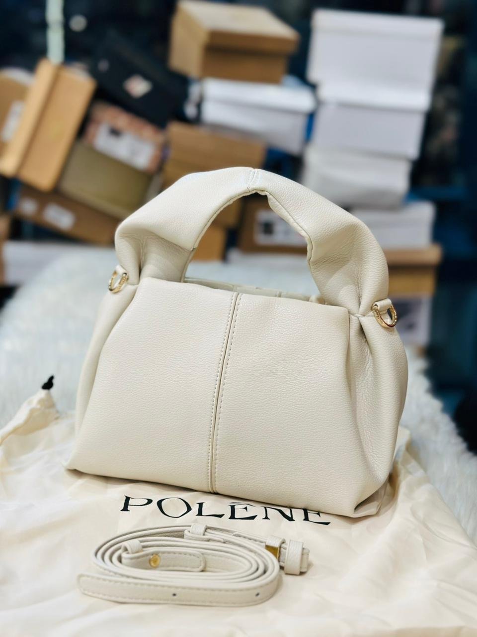Polène Numéro Neuf Mini in White Leather