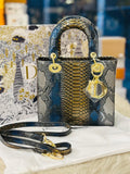 Christian Dior Lady Dior Handbag in Metallic Python