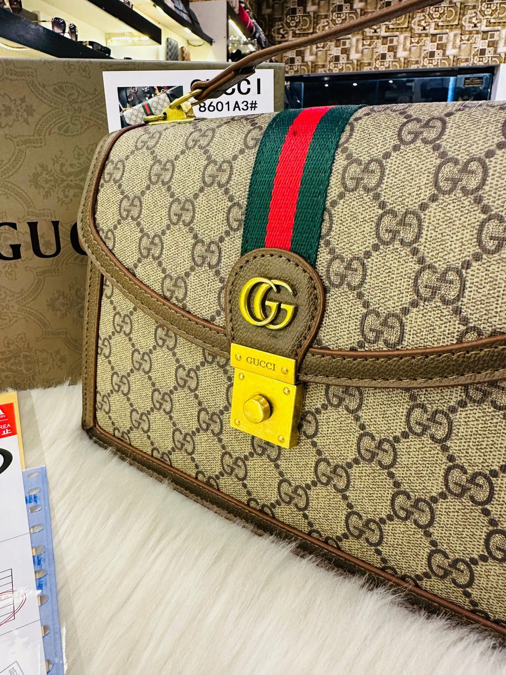 Gucci GG Emblem Bag in Dark Brown Trim