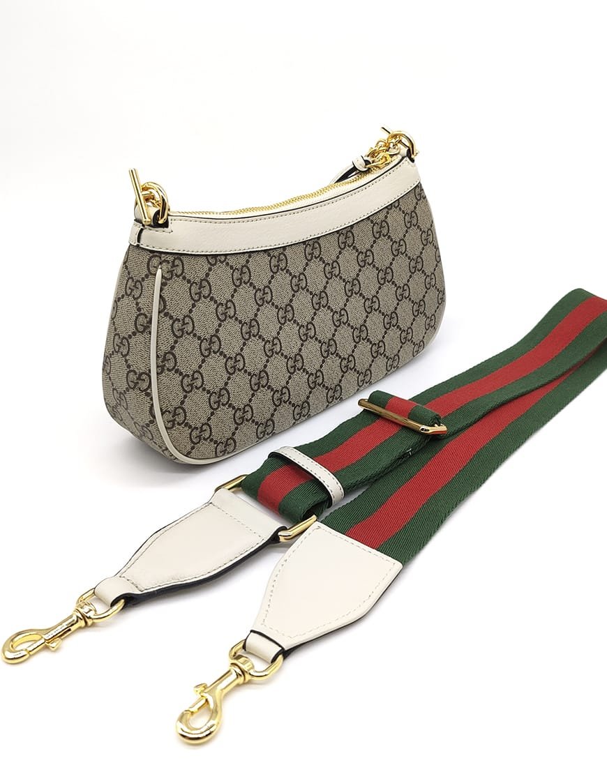 Gucci Ophidia Small Shoulder Bag in White Leather Trim