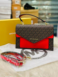 Michael Kors Ludlow Signature Satchel in Brown and Red