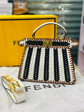 Fendi Peekaboo Bag Black and White Woven Design