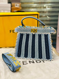 Fendi Peekaboo Bag Blue and Dark Blue Woven Design