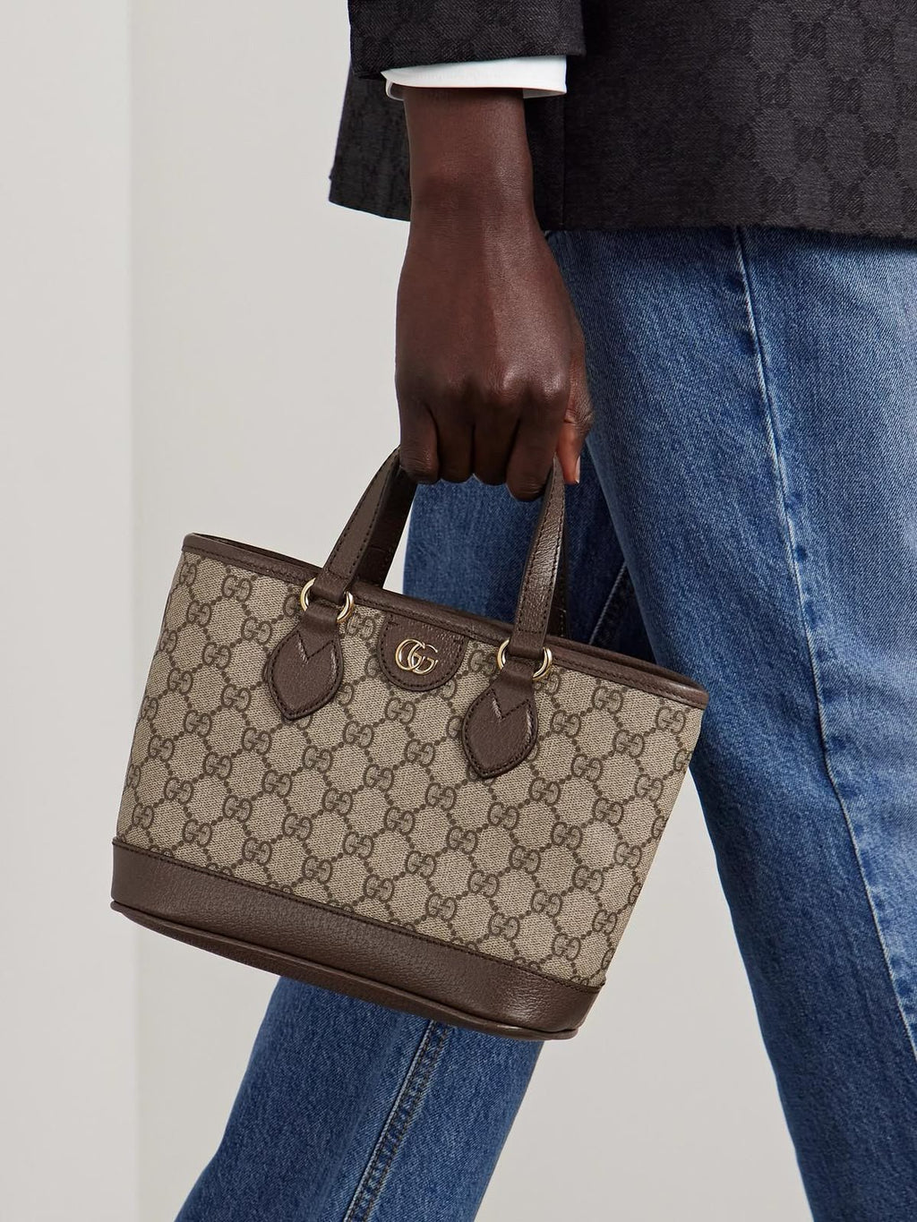 Gucci GG Supreme Ophidia Small Tote Bag in Brown