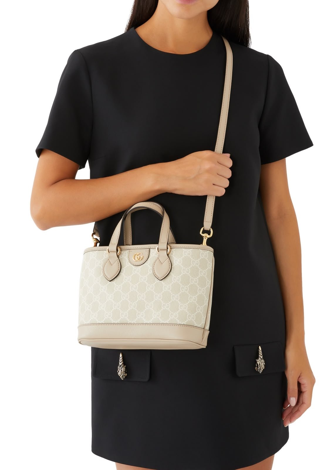 Gucci GG Supreme Ophidia Small Tote Bag in Beige