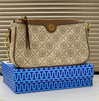 Tory Burch Shoulder Bag in Brown Jacquard Pattern
