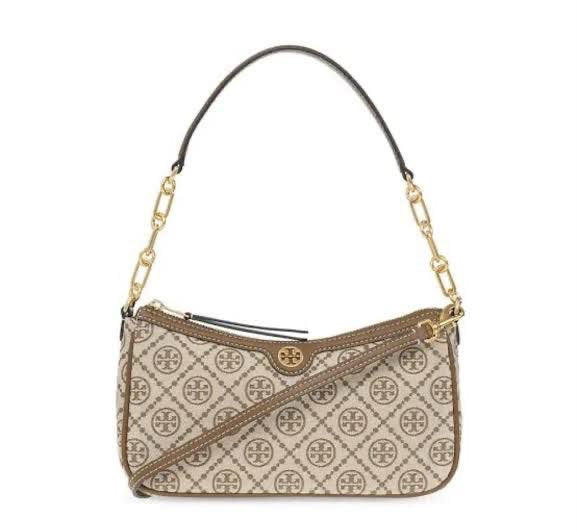 Tory Burch Shoulder Bag in Brown Jacquard Pattern