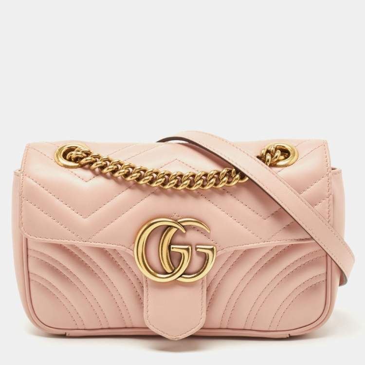 Gucci Small GG Marmont Shoulder Bag in Pink