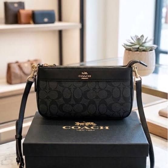 Coach Shoulder Bag in Grey with Black Trim