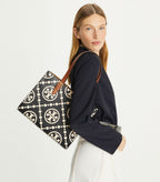 T Monogram Contrast Embossed Tote bag-HB98