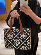 T Monogram Contrast Embossed Tote bag-HB98