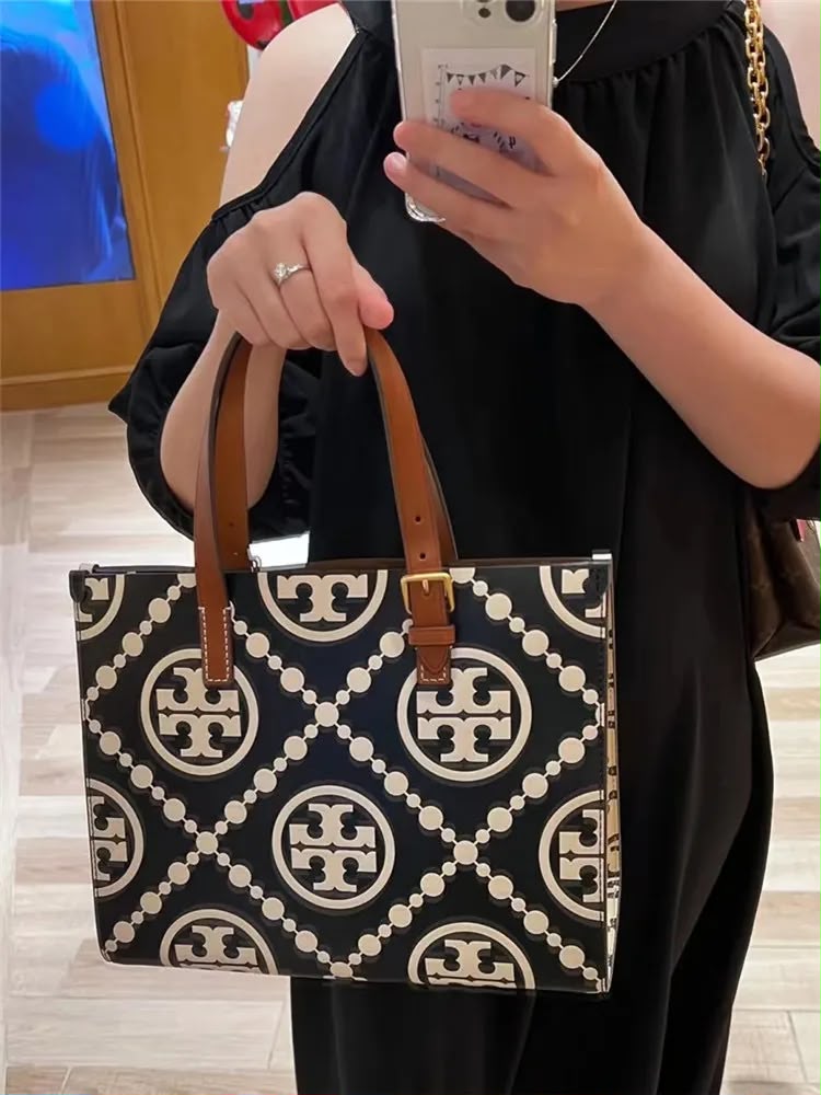 T Monogram Contrast Embossed Tote bag-HB98