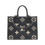 Louis Vuitton OnTheGo MM Bag in Black and Beige