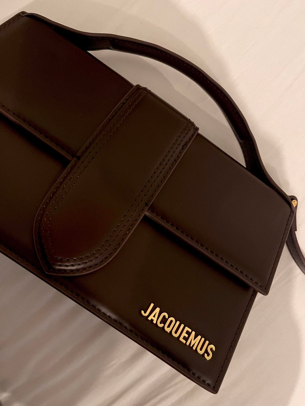 Jacquemus Bambino Top-Handle Bag in Brown Leather