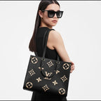 Louis Vuitton OnTheGo MM Bag in Black and Beige