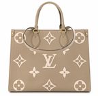 Louis Vuitton Bicolor On-the-Go MM Handbag in Beige