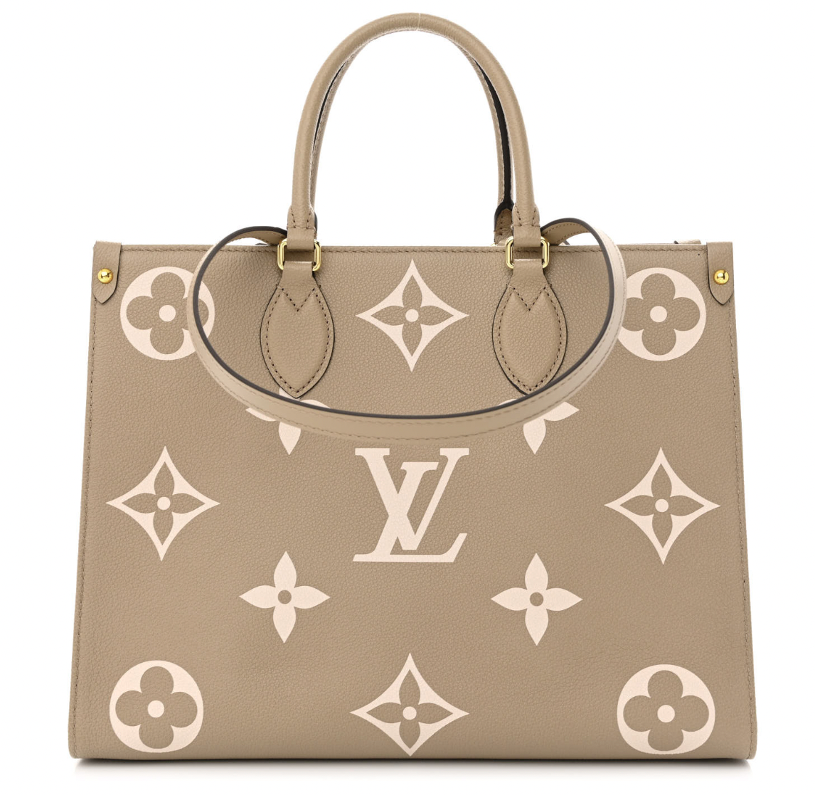 Louis Vuitton Bicolor On-the-Go MM Handbag in Beige