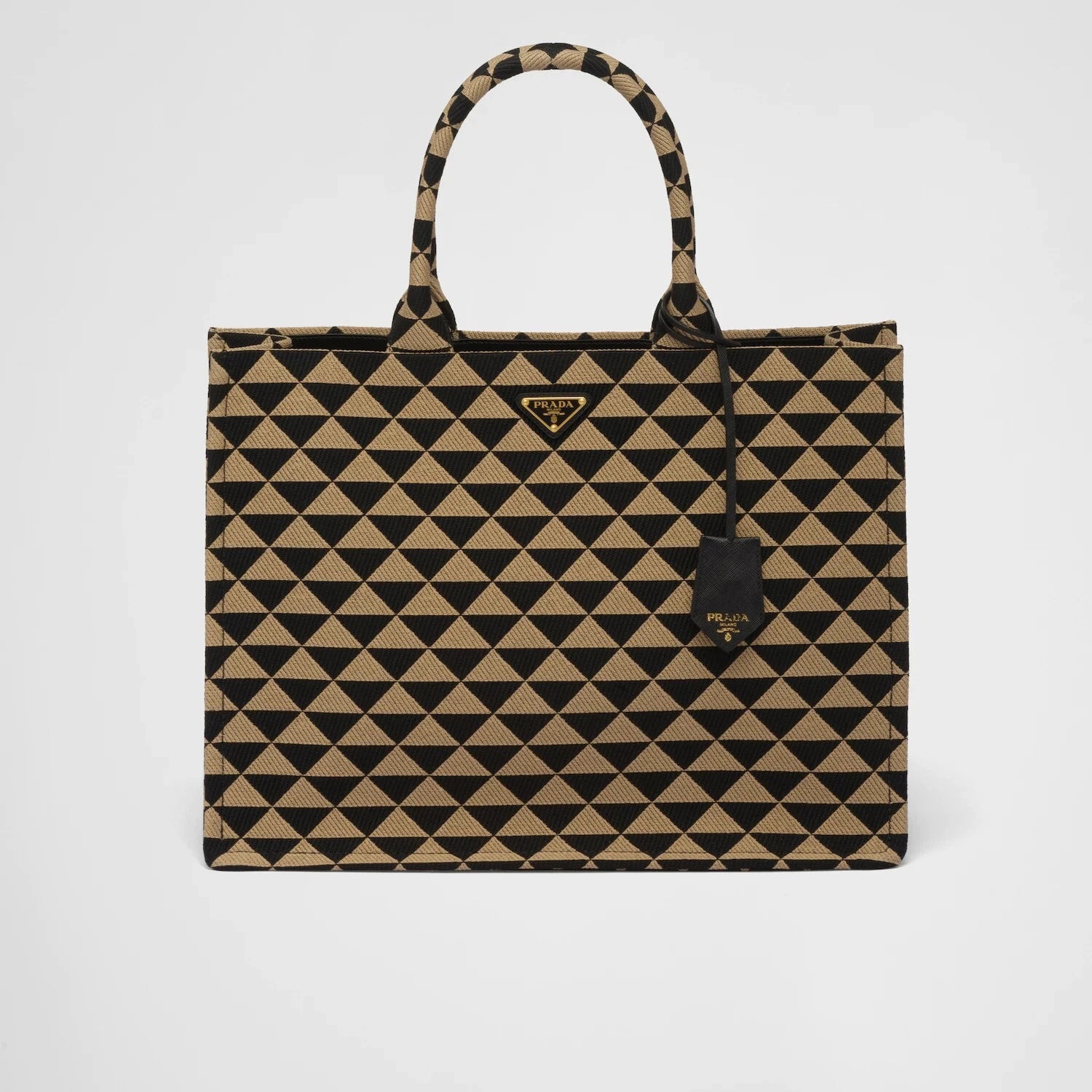 Prada Large Symbole Embroidered Fabric Tote Bag