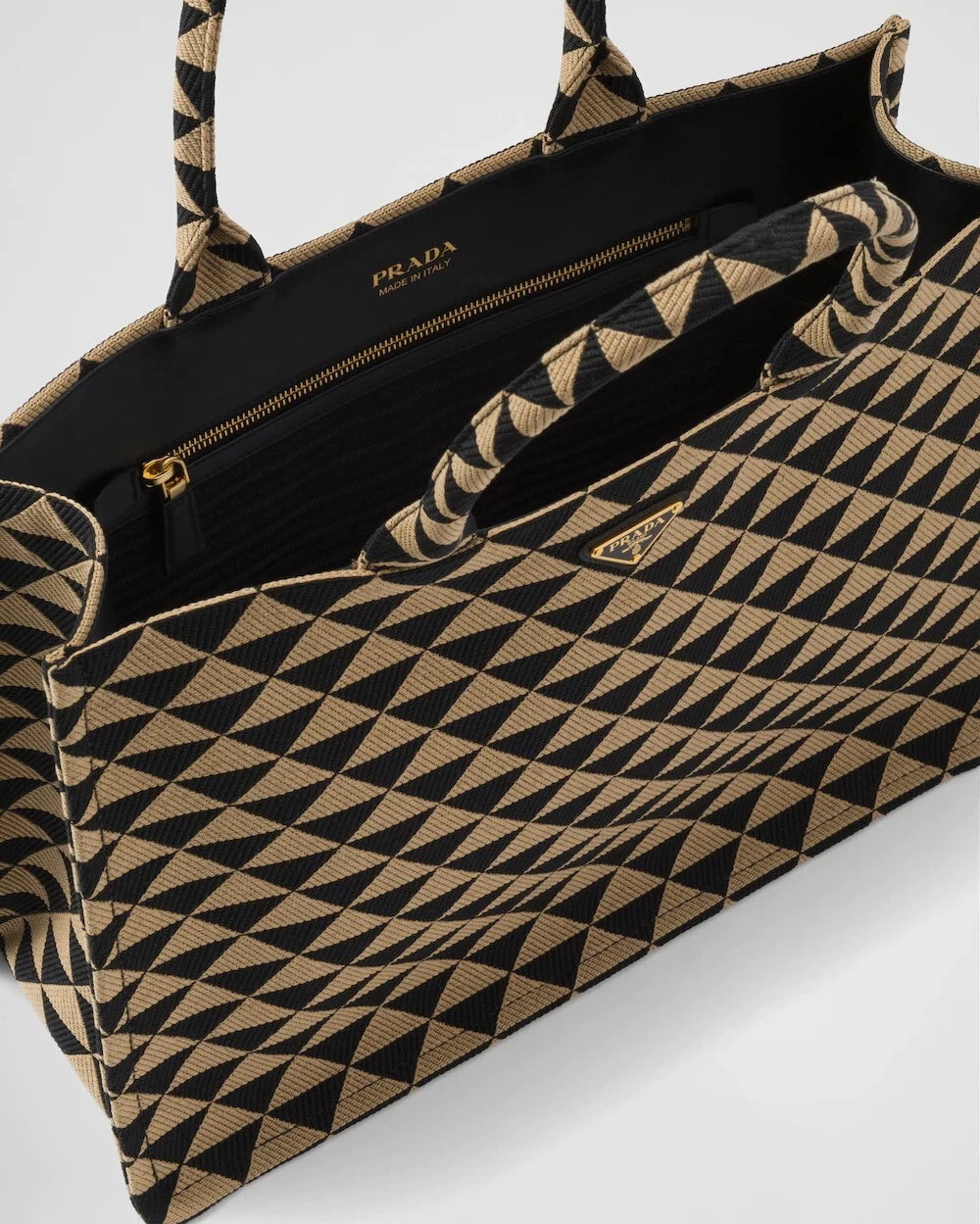 Prada Large Symbole Embroidered Fabric Tote Bag